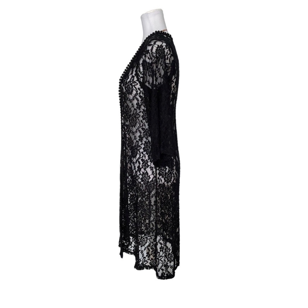 Mauve Black Floral Lace Maxi Kimono Cardigan Open Front NWT Women’s Size Small - Picture 5 of 13
